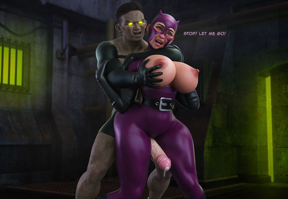 She takes a skull cracking cockslap right across the face - Catwoman, but she's your mom