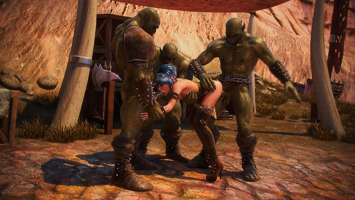 Three ugly orcs want to have some sexy fun with her - Lycan manor